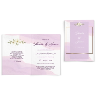 Zaproszenia ślubne Golden Square - Składane motyw 2