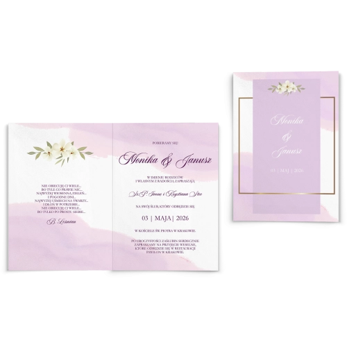 Zaproszenia ślubne Golden Square - Składane motyw 2