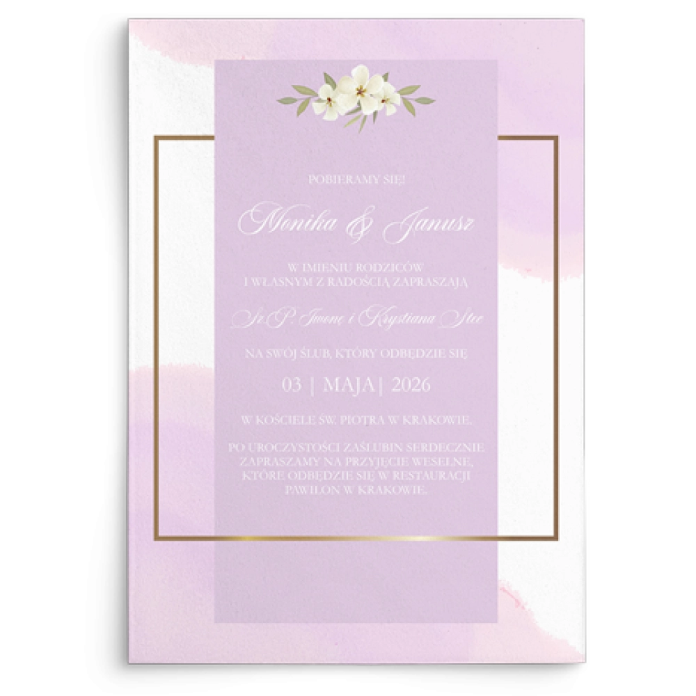 Zaproszenia ślubne Golden Square - Motyw 2