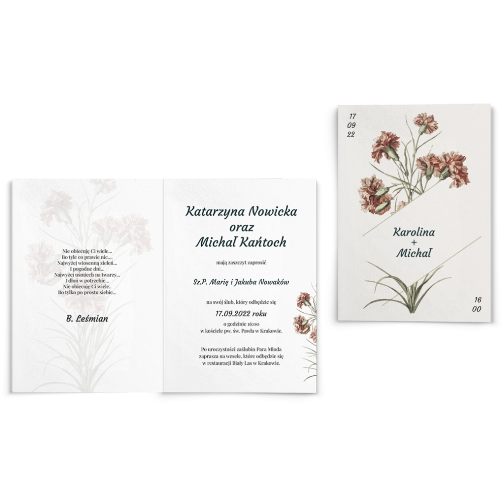 Zaproszenia ślubne Wild Nature - Składane motyw 3