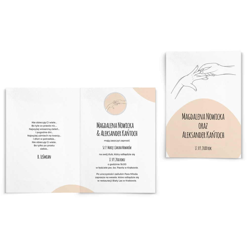 Zaproszenia ślubne Hands - Składane motyw 1