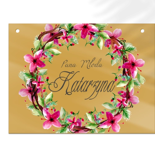 Zawieszka na krzesła - Prostokątna Akwarelowe Wianki Motyw 2