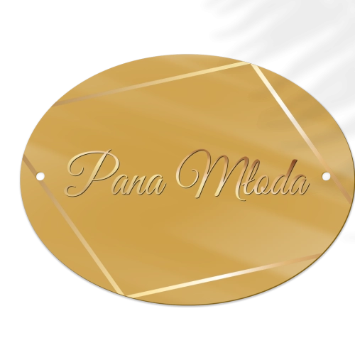 Zawieszka na krzesła - Owalna Marmur & Złoto - Motyw 1