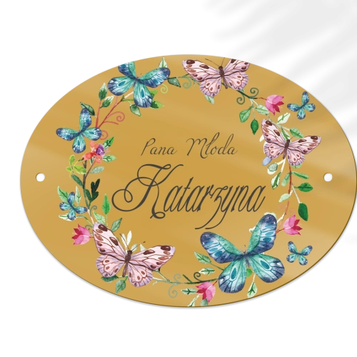 Zawieszka na krzesła - Owalna Akwarelowe Wianki Motyw 3