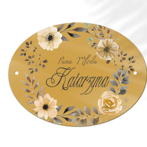 Zawieszka na krzesła - Owalna Akwarelowe Wianki Motyw 4