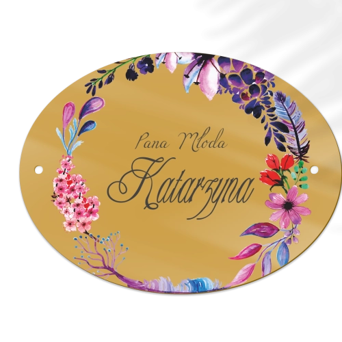 Zawieszka na krzesła - Owalna Akwarelowe Wianki Motyw 7