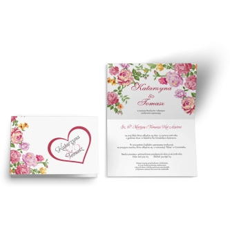 Zaproszenie ślubne Serca Kwiat - Motyw 6