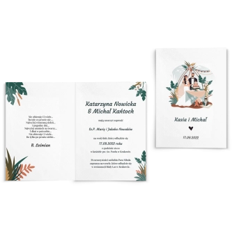 Zaproszenia ślubne Boho wedding - Składane motyw 2