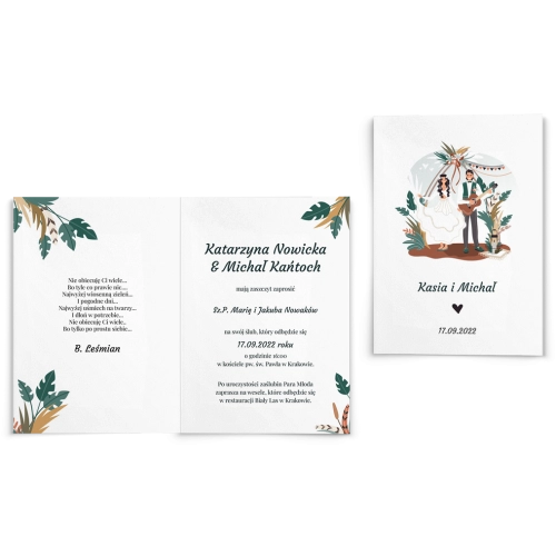 Zaproszenia ślubne Boho wedding - Składane motyw 3