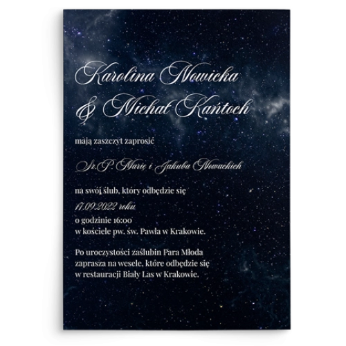 Zaproszenia ślubne Galaxy - Motyw 1