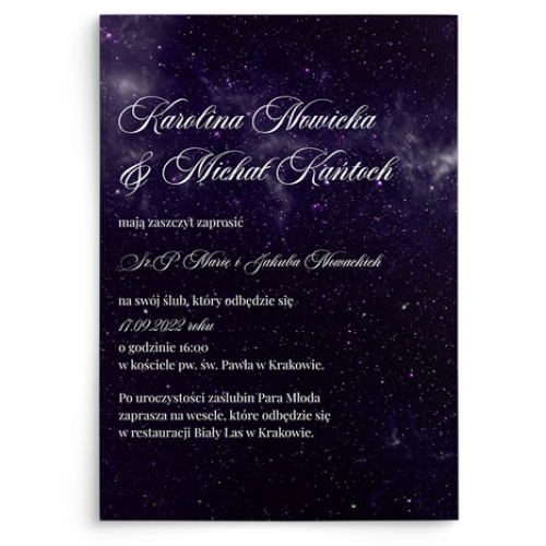 Zaproszenia ślubne Galaxy - Motyw 2