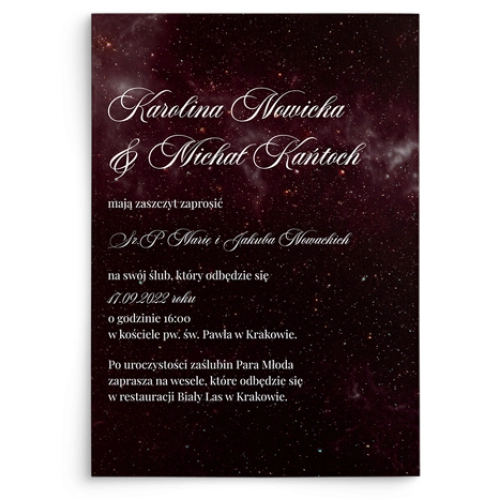 Zaproszenia ślubne Galaxy - Motyw 3