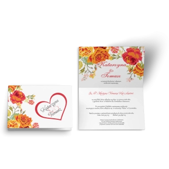 Zaproszenie ślubne Serca Kwiat - Motyw 3