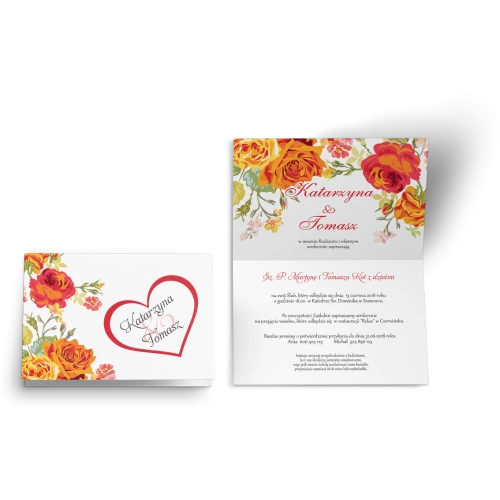 Zaproszenie ślubne Serca Kwiat - Motyw 3
