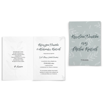 Zaproszenia ślubne Białe liście - Składane motyw 2