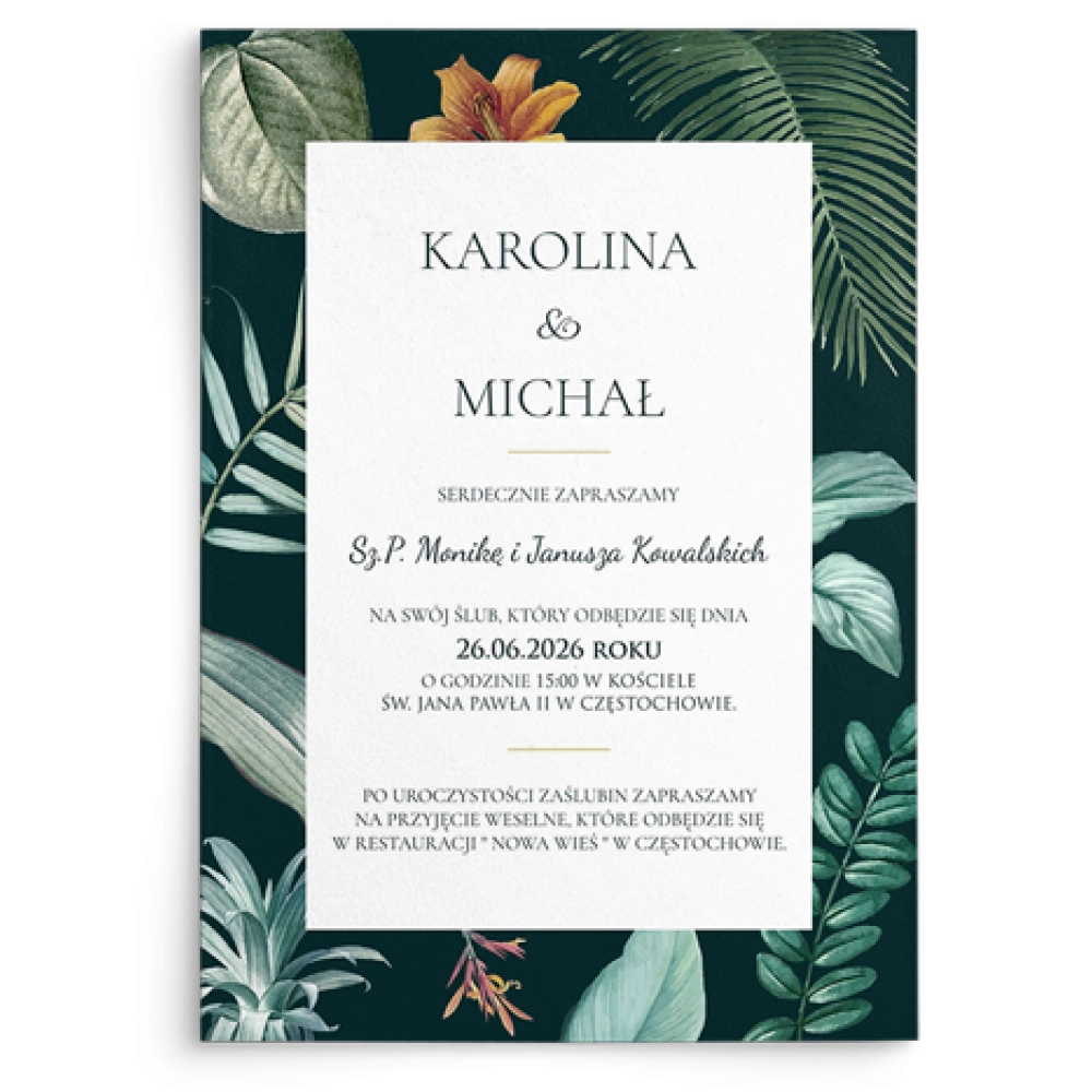 Zaproszenia ślubne Exotic - Motyw 4