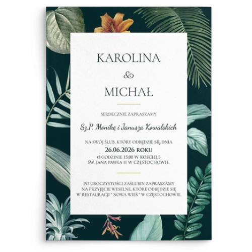 Zaproszenia ślubne Exotic - Motyw 4