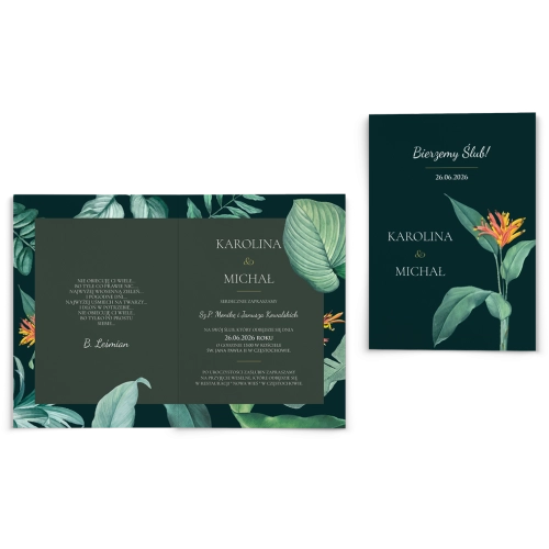 Zaproszenia ślubne Exotic - Składane motyw 1
