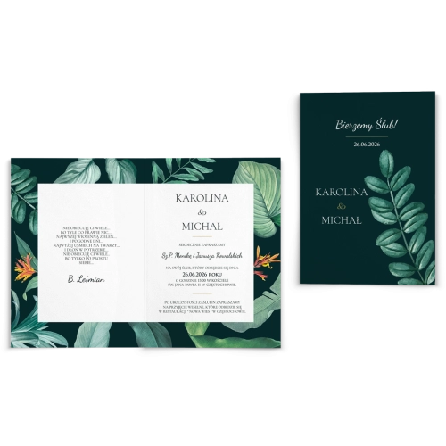 Zaproszenia ślubne Exotic - Składane motyw 2