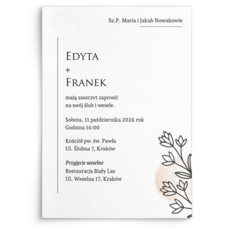 Zaproszenia ślubne Madlen - Motyw 1