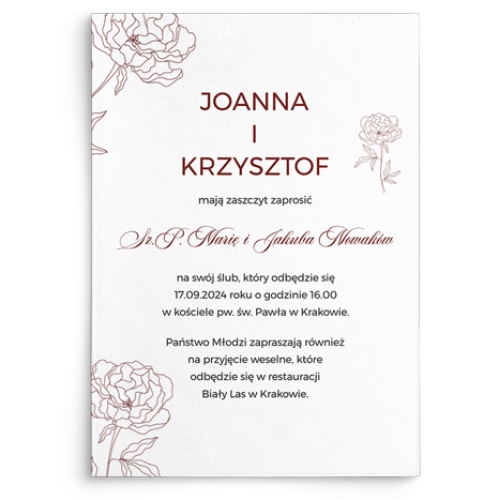 Zaproszenia ślubne Burgundy - Motyw 1