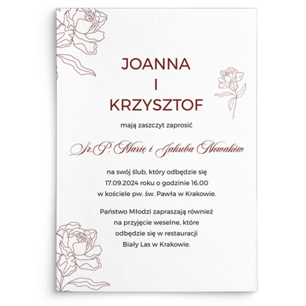 Zaproszenia ślubne Burgundy - Motyw 2