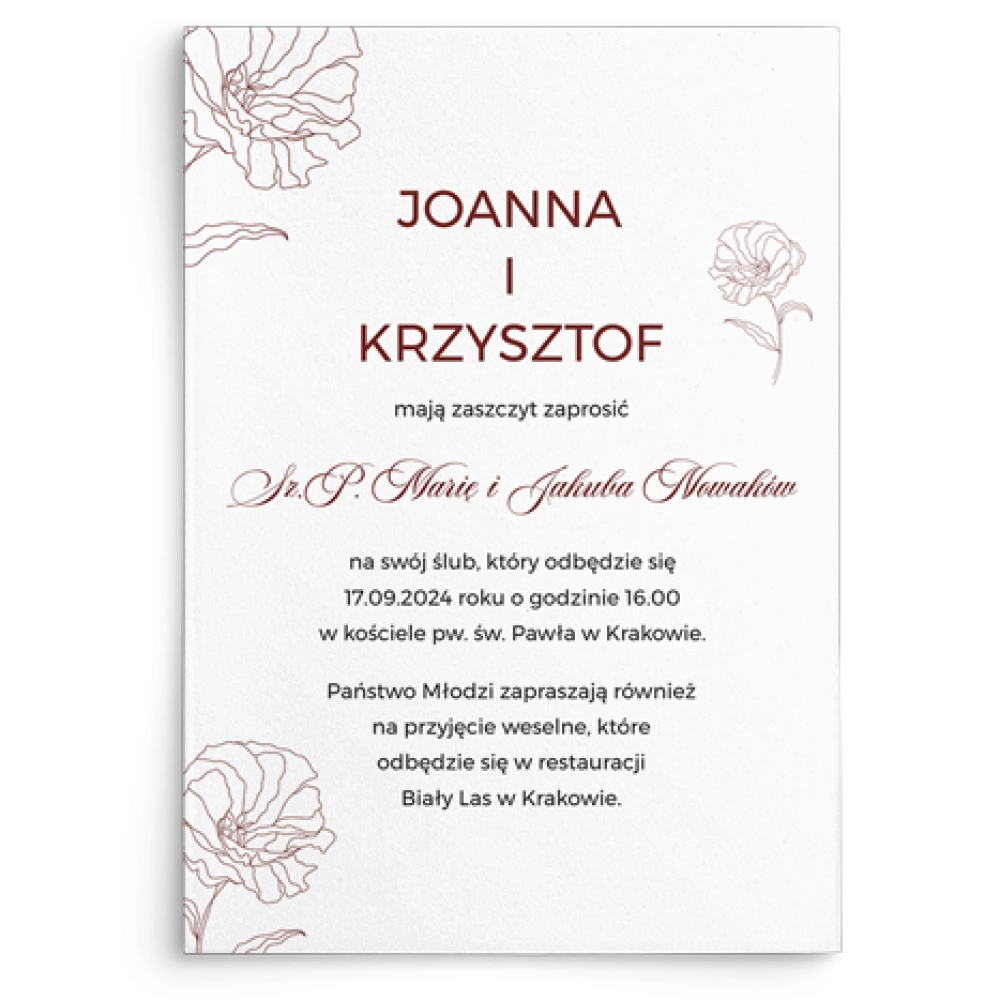 Zaproszenia ślubne Burgundy - Motyw 3