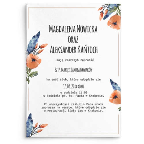 Zaproszenia ślubne Feather - Motyw 1