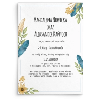 Zaproszenia ślubne Feather - Motyw 2