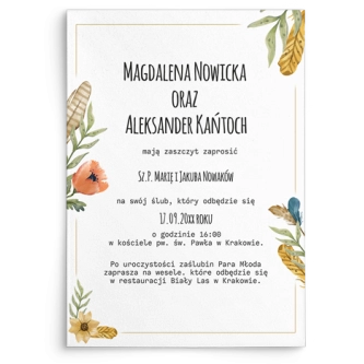 Zaproszenia ślubne Feather - Motyw 3