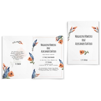 Zaproszenia ślubne Feather - Składane motyw 1