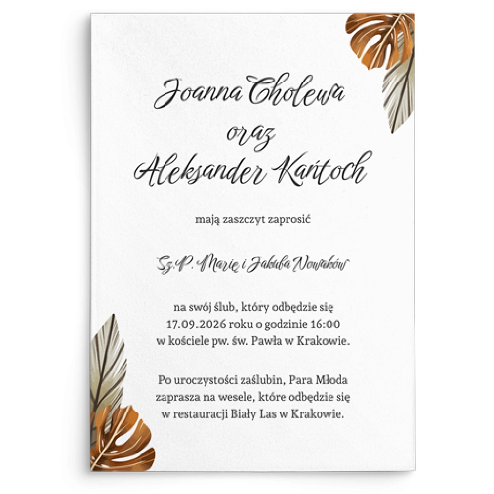 Zaproszenia ślubne Jesienne Liście - Motyw 1