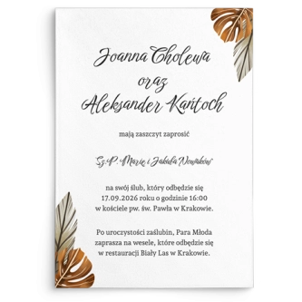 Zaproszenia ślubne Jesienne Liście - Motyw 1