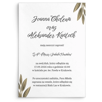 Zaproszenia ślubne Jesienne Liście - Motyw 2