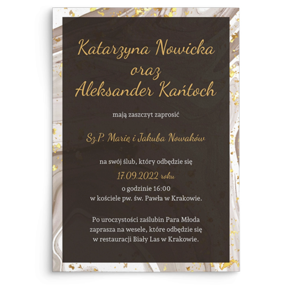 Zaproszenia ślubne Golden Brown - Motyw 3