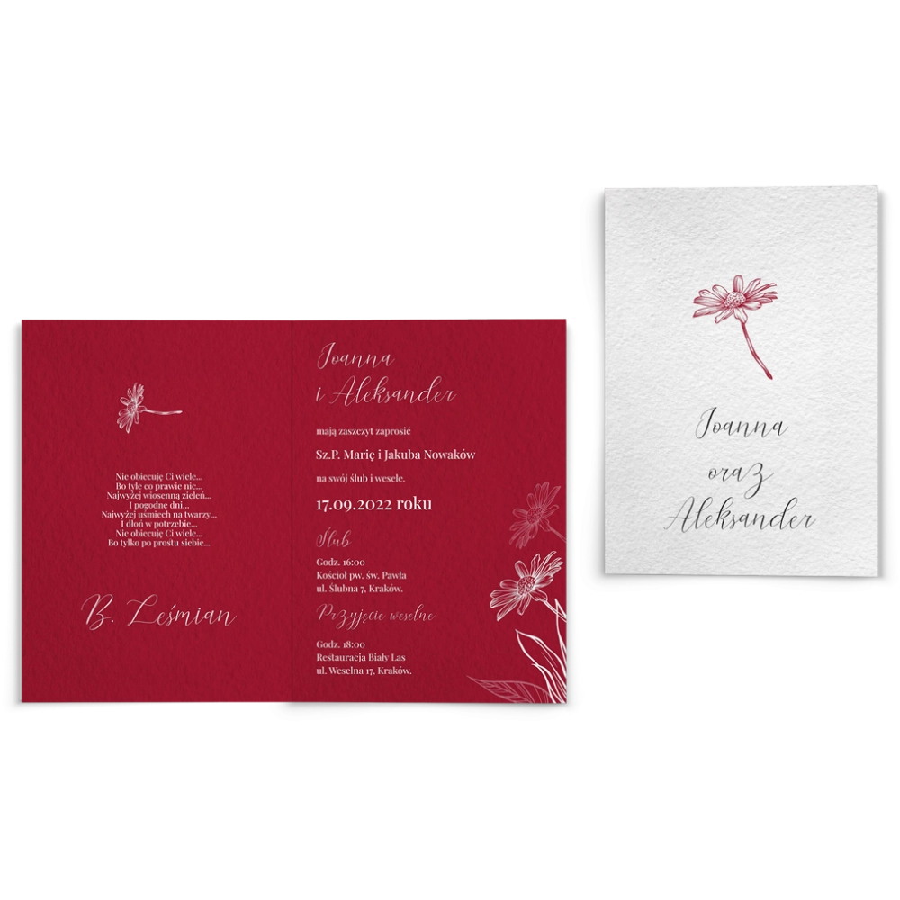 Zaproszenia ślubne Papers - Składane motyw 2