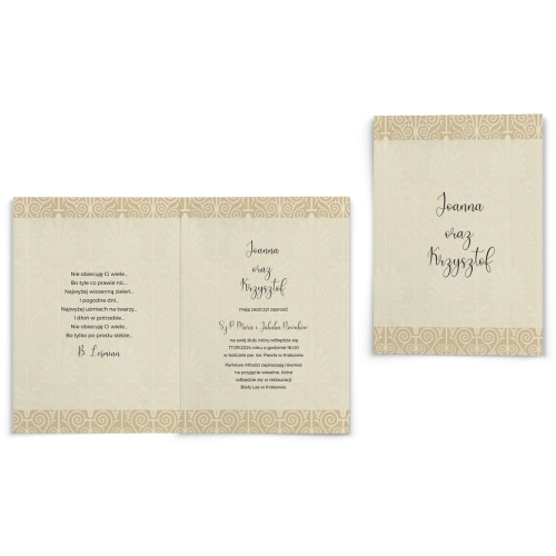 Zaproszenia ślubne Vintage - Składane motyw 1