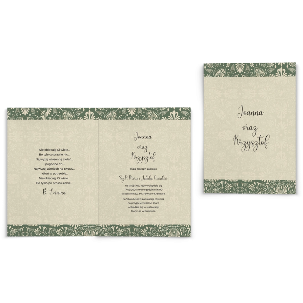 Zaproszenia ślubne Vintage - Składane motyw 2