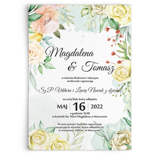 Zaproszenia ślubne Amelia- Motyw 1