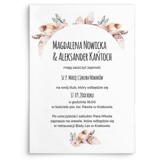 Zaproszenia ślubne Piórko - Motyw 2