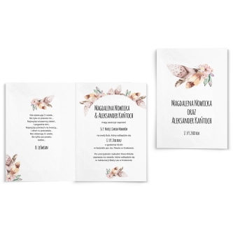 Zaproszenia ślubne Piórko - Składane motyw 2
