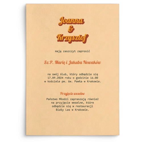 Zaproszenia ślubne Retro Style - Motyw 1