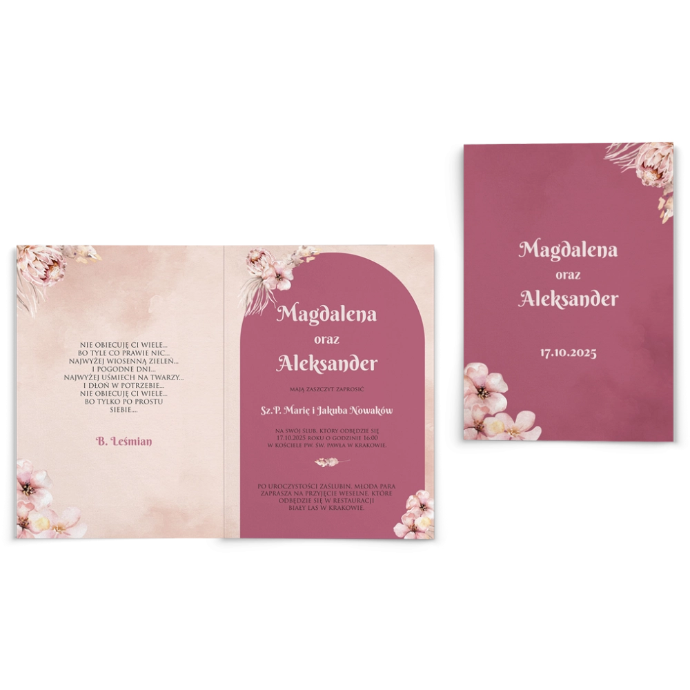 Zaproszenia ślubne Loretta - Składane motyw 1
