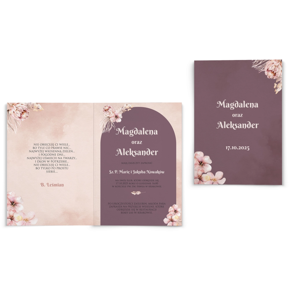 Zaproszenia ślubne Loretta - Składane motyw 3