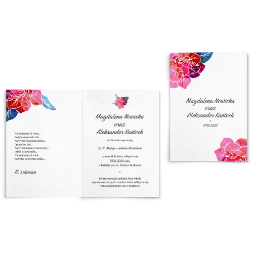 Zaproszenia ślubne Nature's kiss - Składane motyw 1