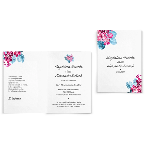 Zaproszenia ślubne Nature's kiss - Składane motyw 2