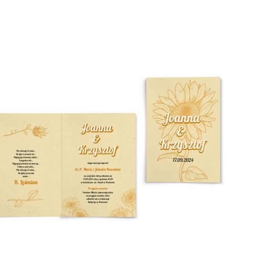 Zaproszenia ślubne Sunflowers - Składane motyw 1