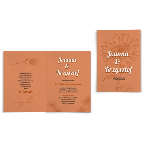 Zaproszenia ślubne Sunflowers - Składane motyw 2