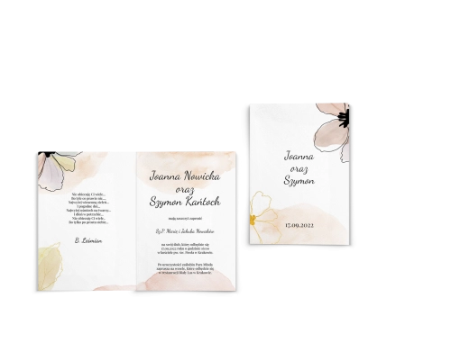 Zaproszenia ślubne Watercolor Wedding - Składane motyw 1