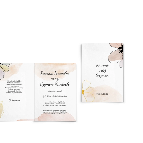 Zaproszenia ślubne Watercolor Wedding - Składane motyw 1